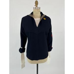 VTG 40s 50s US Navy Wool Submarine Uniform Top Eagle Patch XS